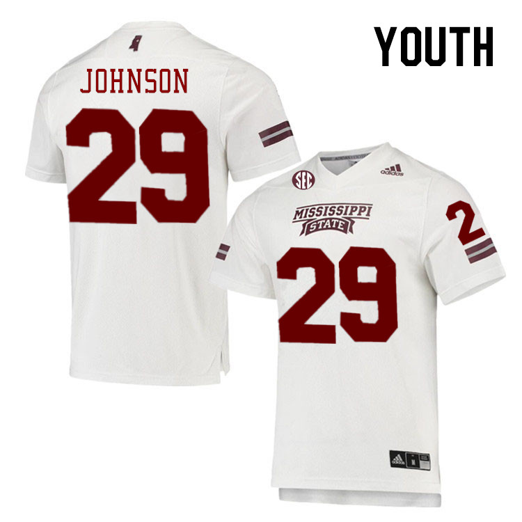 Youth #29 Jatavious Johnson Mississippi State Bulldogs College Football Jerseys Stitched-White